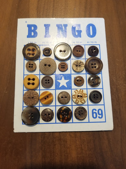 Vintage Button Lot on Bingo Card U PICK Antique Quirky Cute