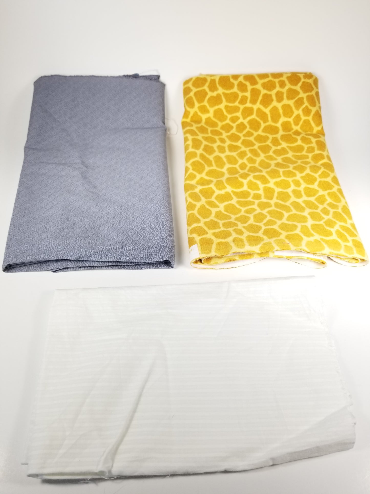 Yellow, grey, green print fabric bundle