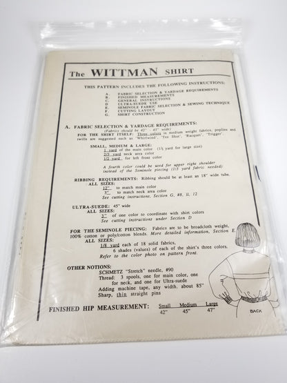 Vintage uncut Wittman Shirt Lassie Wittman Sewing Pattern