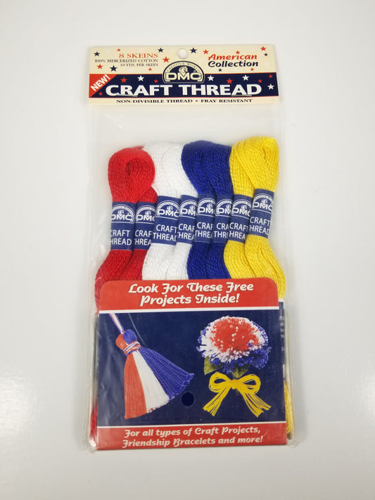 DMC Americana Collection 8 Skeins Red White Blue Yellow Craft Thread Fray Resistant A82