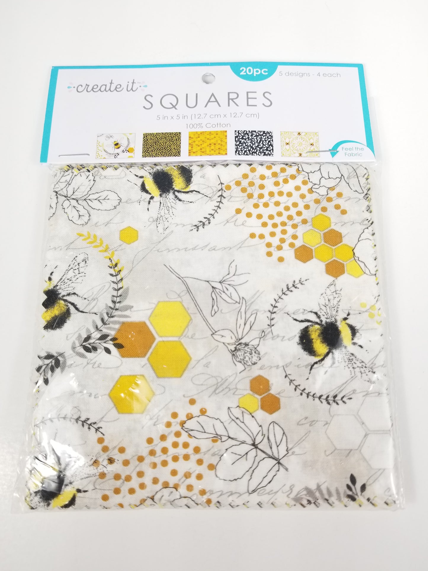 Create it squares 100% cotton precut quilting fabric charm pack bumble bees and flowers