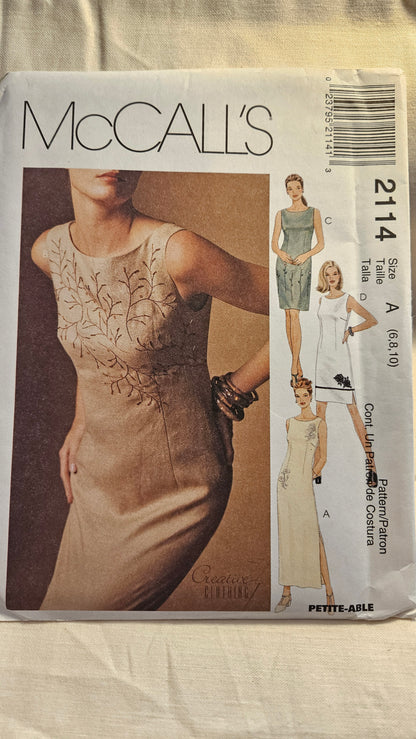 McCall's #2114 misses dress size A 6-10 uncut ff sewing pattern petit-able