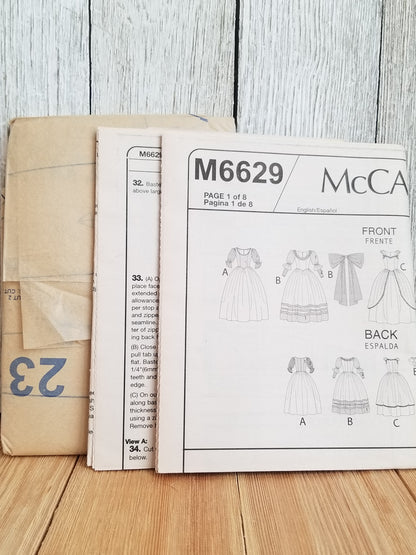McCalls M6629 Fairytale Queen Princess Costume Halloween Pattern Size MISS Sml-xlg UNCUT FF