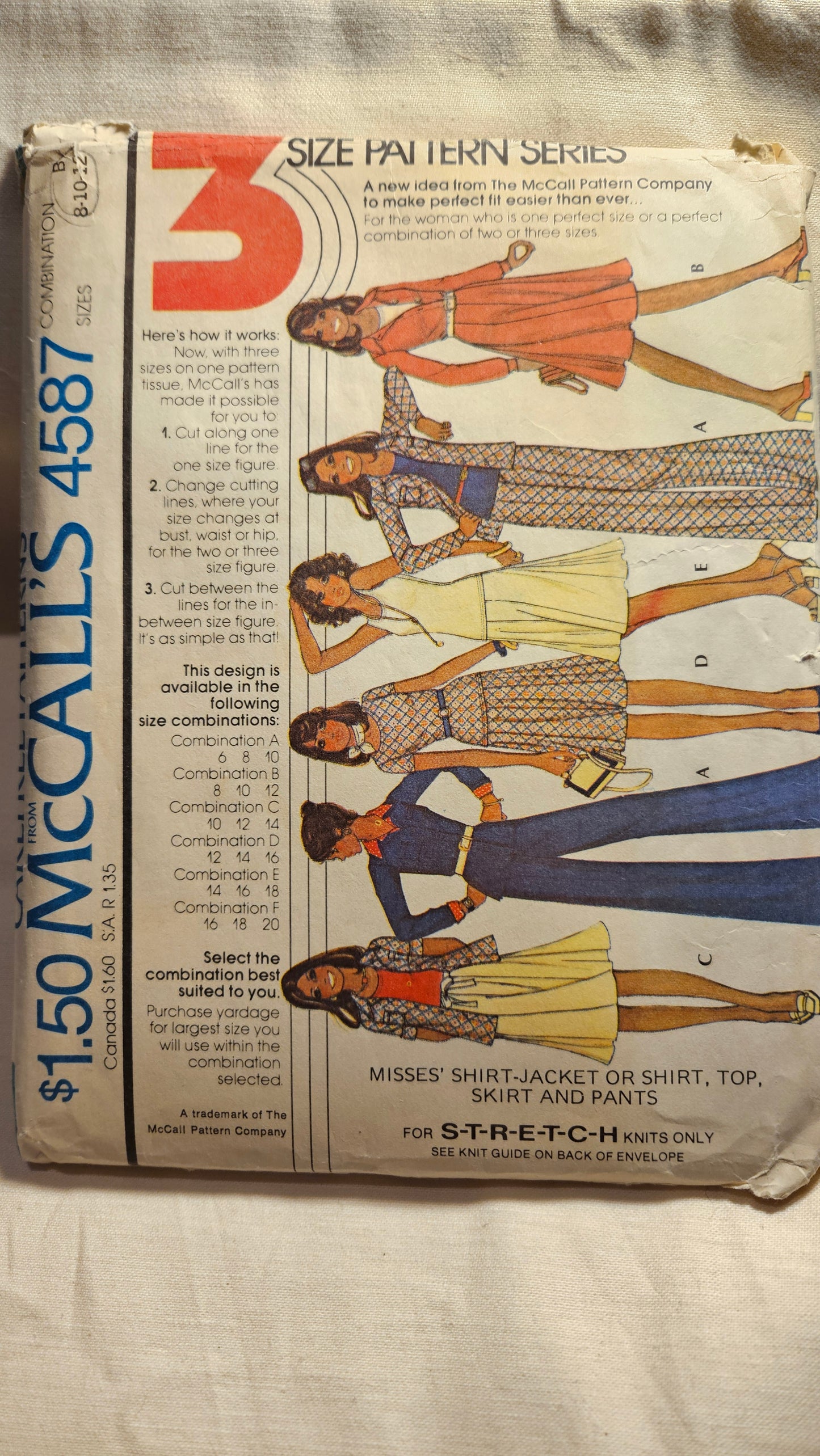 McCall's #4587 misses size B 8-12 uncut ff sewing pattern