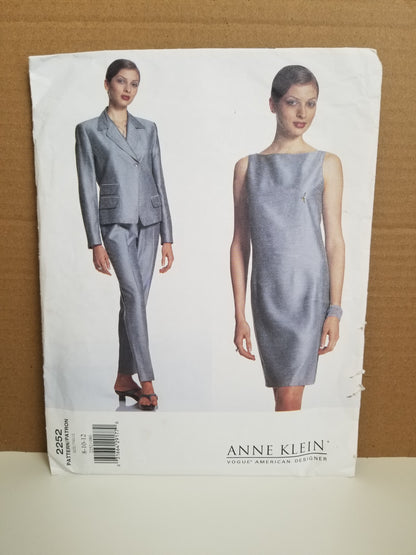 Vogue 2252 Anne Klein Misses Petite Jacket, Dress and Pants Size 8-12 Pattern Uncut FF