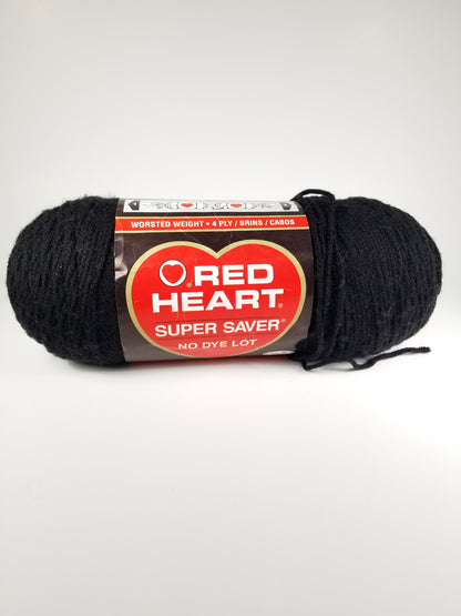 Vintage Red heart Super Saver 0312 Black no dye lot