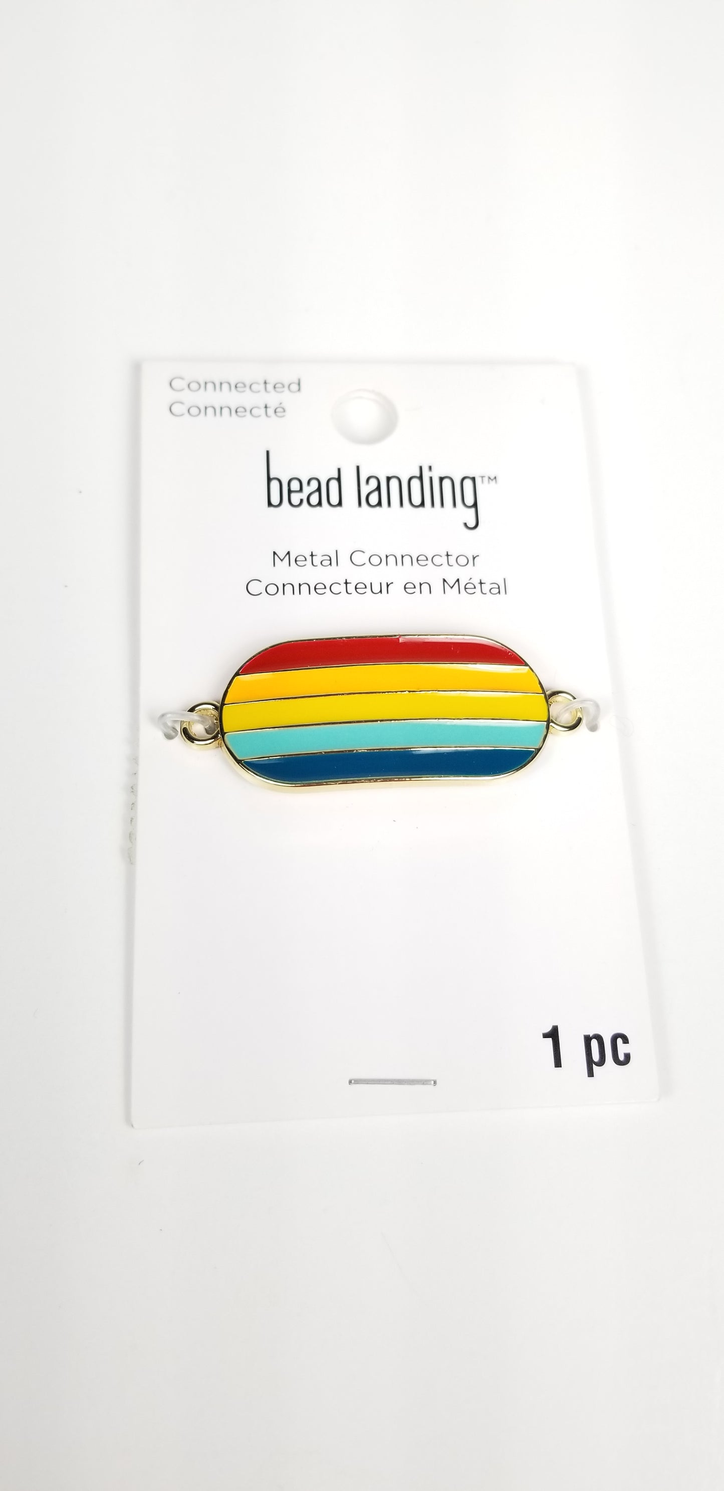 Bead landing metal connector rainbow pride flag