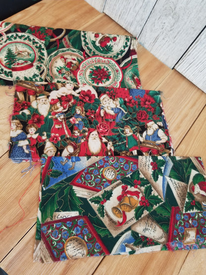 Christmas Fabric Quilt Precuts 13 Pieces 7 Designs