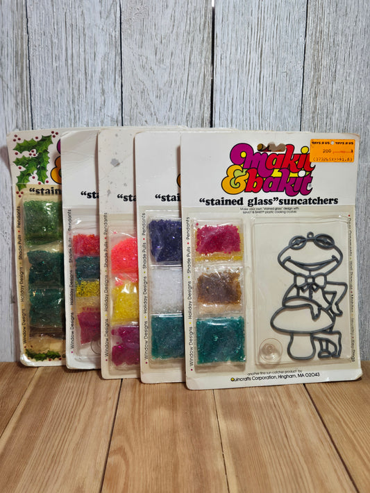 Vtg Makit & Bakit Suncatcher FULL KITS (U Choose Design) Frame and Crystals