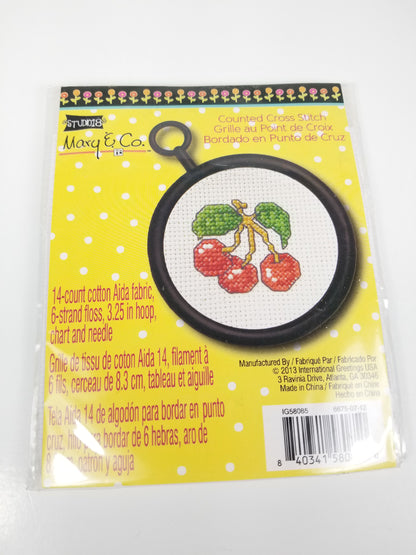 Mary and Co Cherries Cross Stitch Kit with Frame NEW