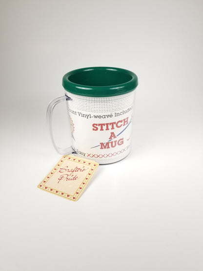 STITCH A MUG Cross Stitch Fabric Insert 14 Count NEW Crafts Cup Gift Made USA Green