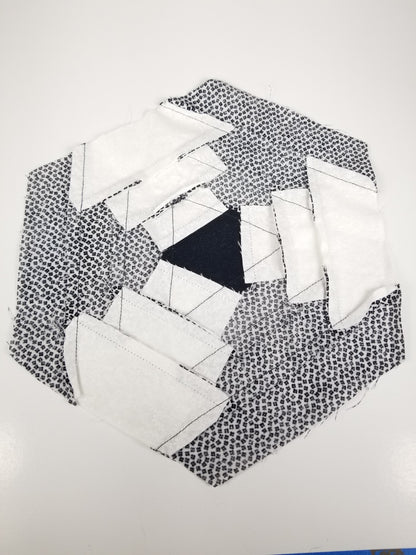 Abandoned Quilt blocks black and White hexagons 15 blocks Ready to Sew