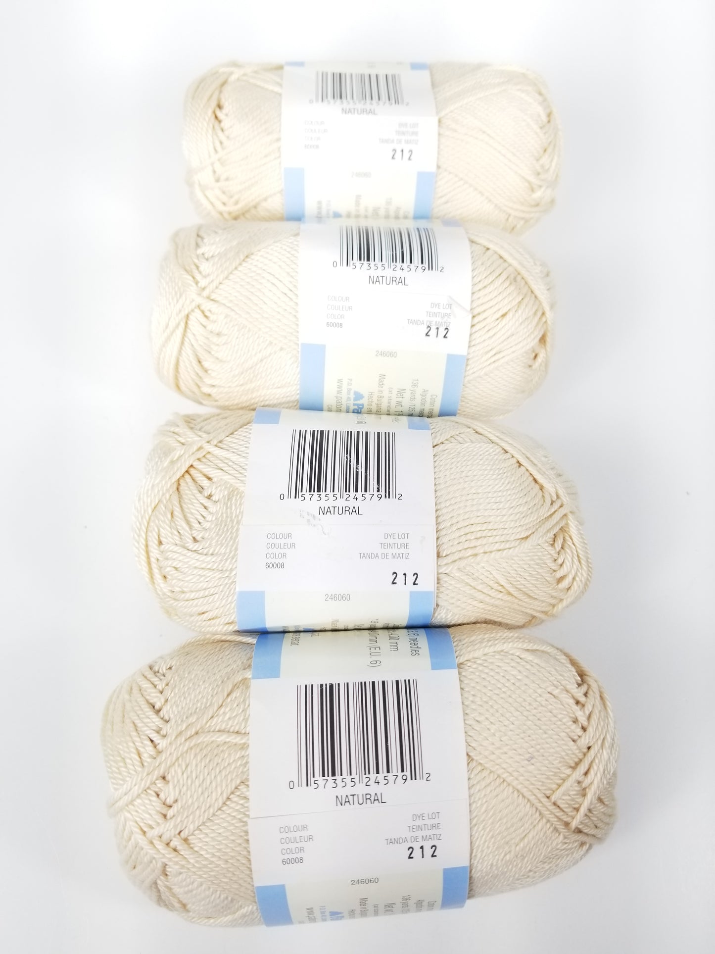 Patons Grace mercerized cotton Natural yarn (4 skeins)