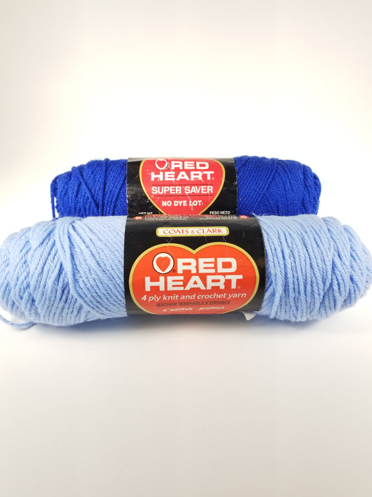 Vintage Red heart yarn bundle 0385 Royal and 818 Blue Jewel