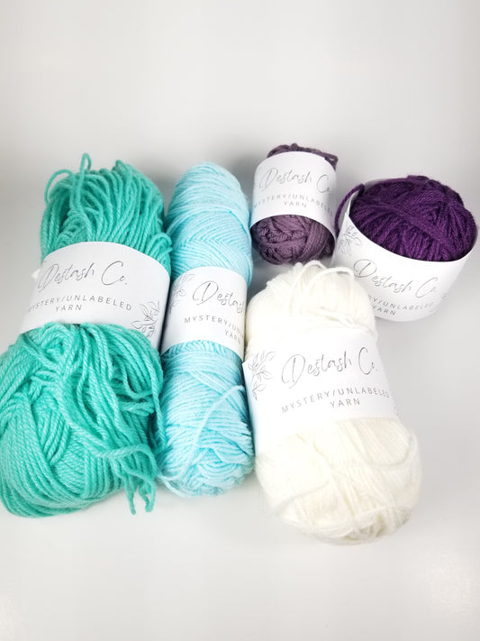 Blue purple cream and green yarn bundle worsted dk and sock 5 skein bundle