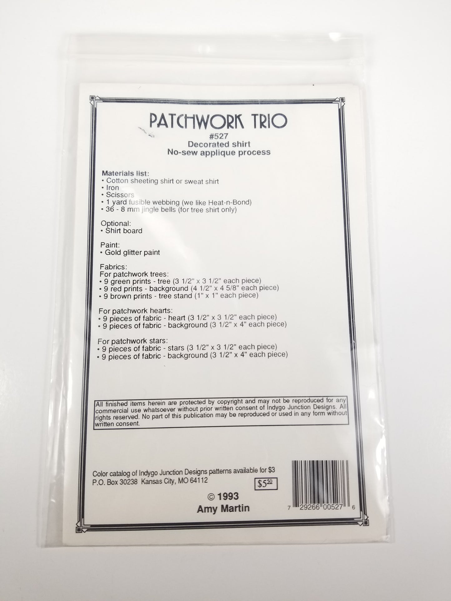 Patchwork Trio #527 New Sew Applique Pattern Indygo Junction Holiday