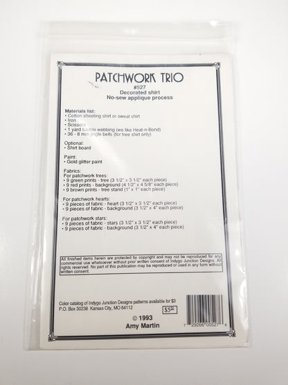 Indygo Junction Patchwork Trio #527 uncut no-Sew Applique Pattern Holiday