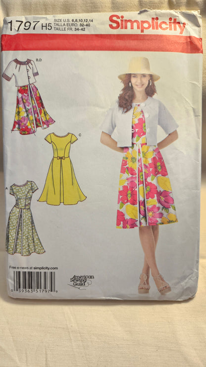 Simplicity #1797 misses dress & jacket sizes H5 6-14 uncut ff sewing pattern