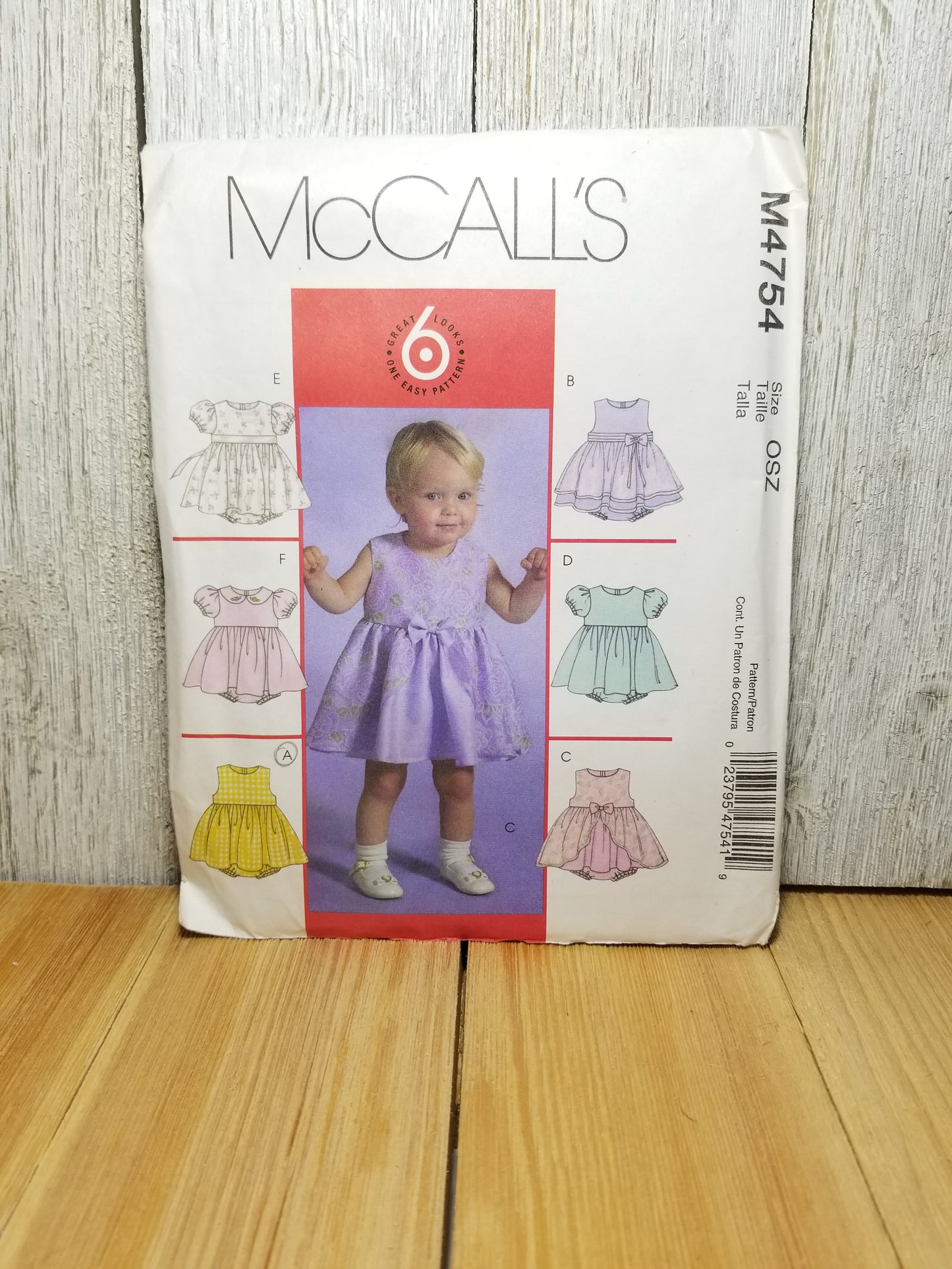 McCall's M4754 Size OSZ Infants Dress Panties 6 in 1 Easy Pattern Uncut FF