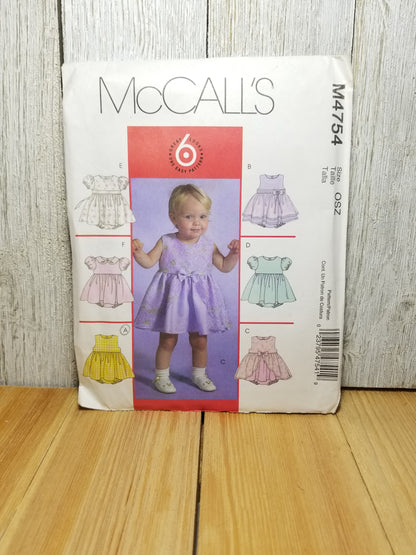 McCall's M4754 Size OSZ Infants Dress Panties 6 in 1 Easy Pattern Uncut FF