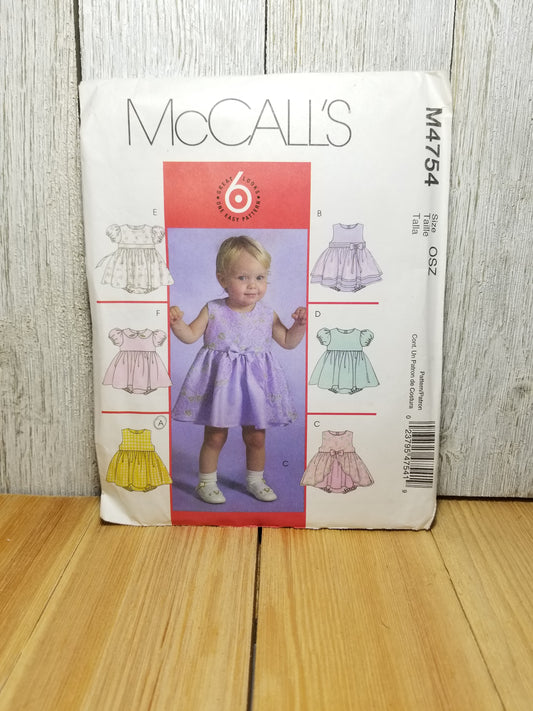 McCall's M4754 Size OSZ Infants Dress Panties 6 in 1 Easy Pattern Uncut FF