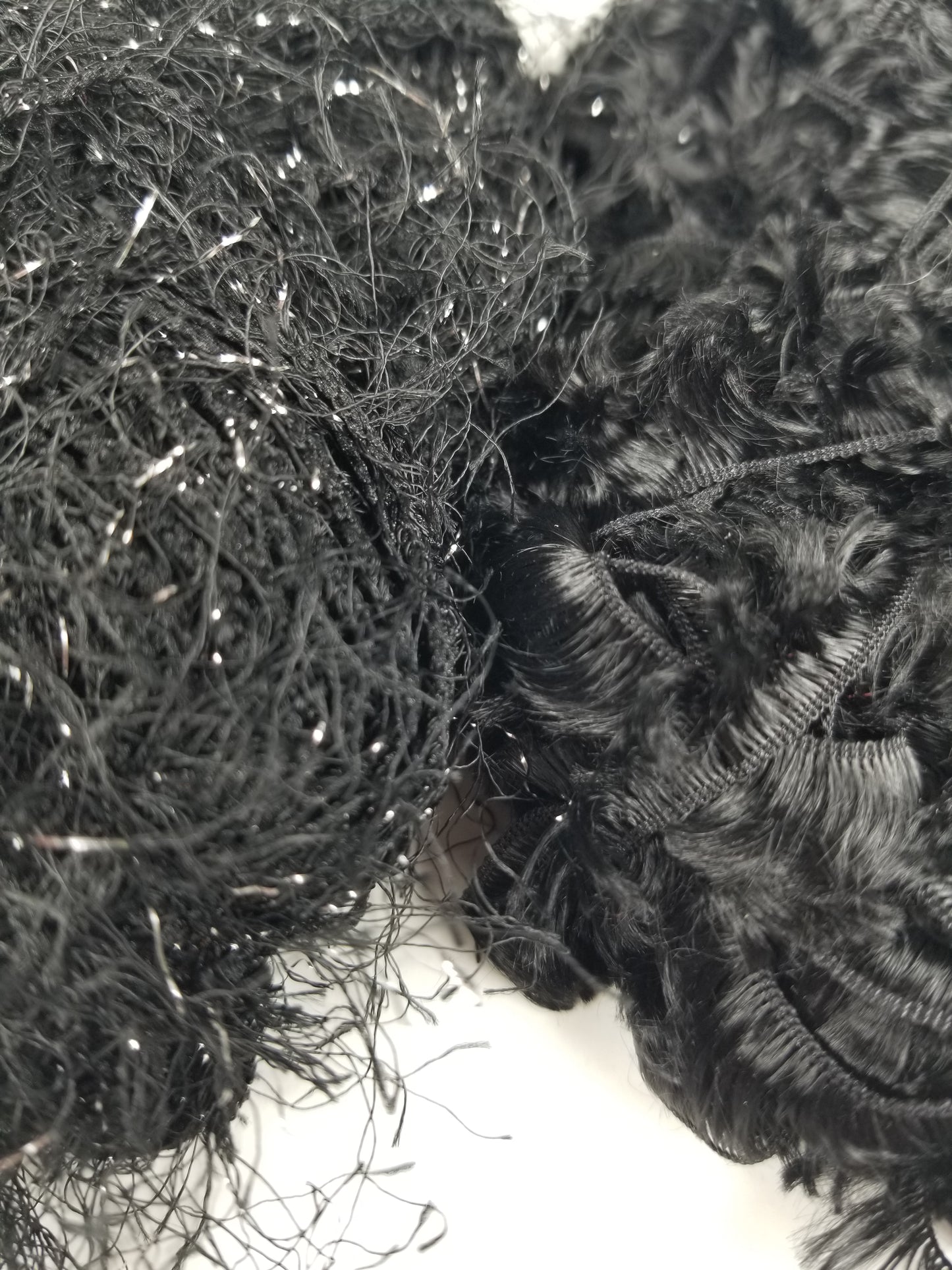 Unlabeled Black Fashion Yarn Bundle (2 skeins) eyelash yarn and black glitter yarn