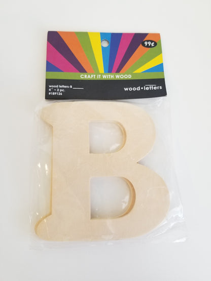 Wood Letters Choose your Letter 2 pc 4inch letter