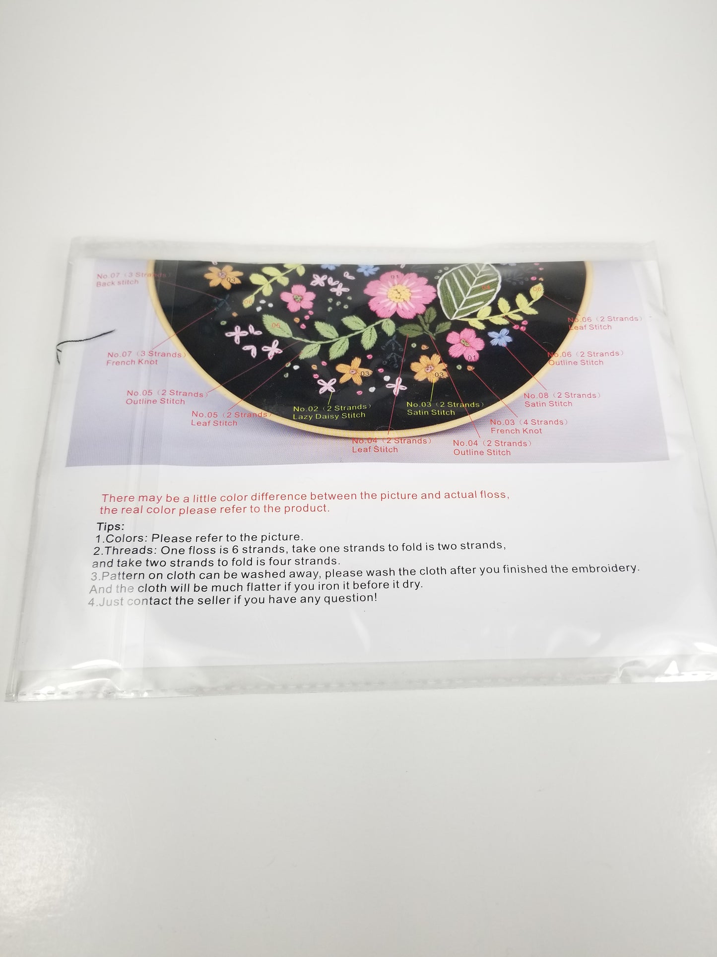 Embroidery kit Flowers on black Fabric