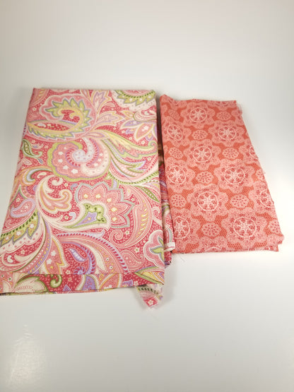 Pink/ Red paisley flower fabric bundle