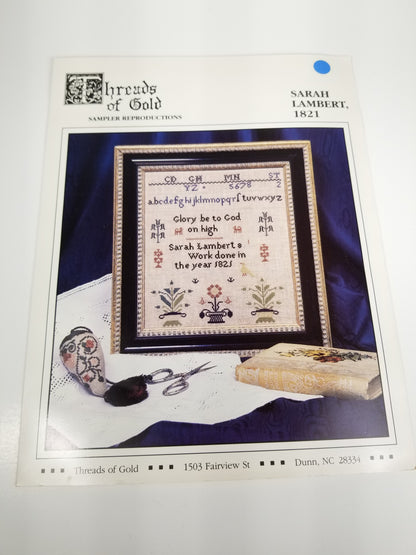 Threads of gold Sarah Lambert 1821 Vintage cross stitch pattern sampler