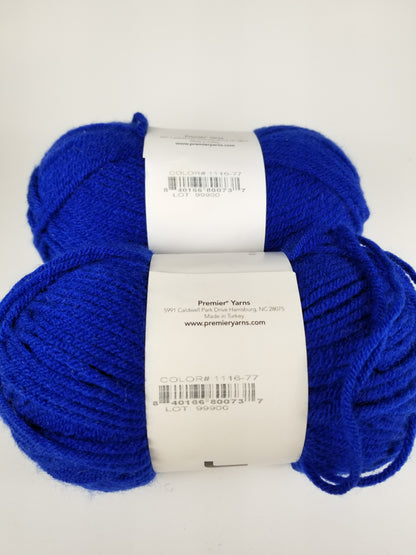 Premier Just Yarn Worsted Dark Blue Navy Blue color 1116-77 lot 99900 2 skeins