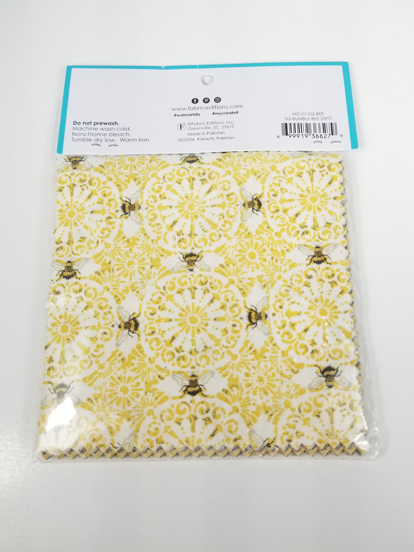 Create it squares 100% cotton precut quilting fabric charm pack bumble bees and flowers