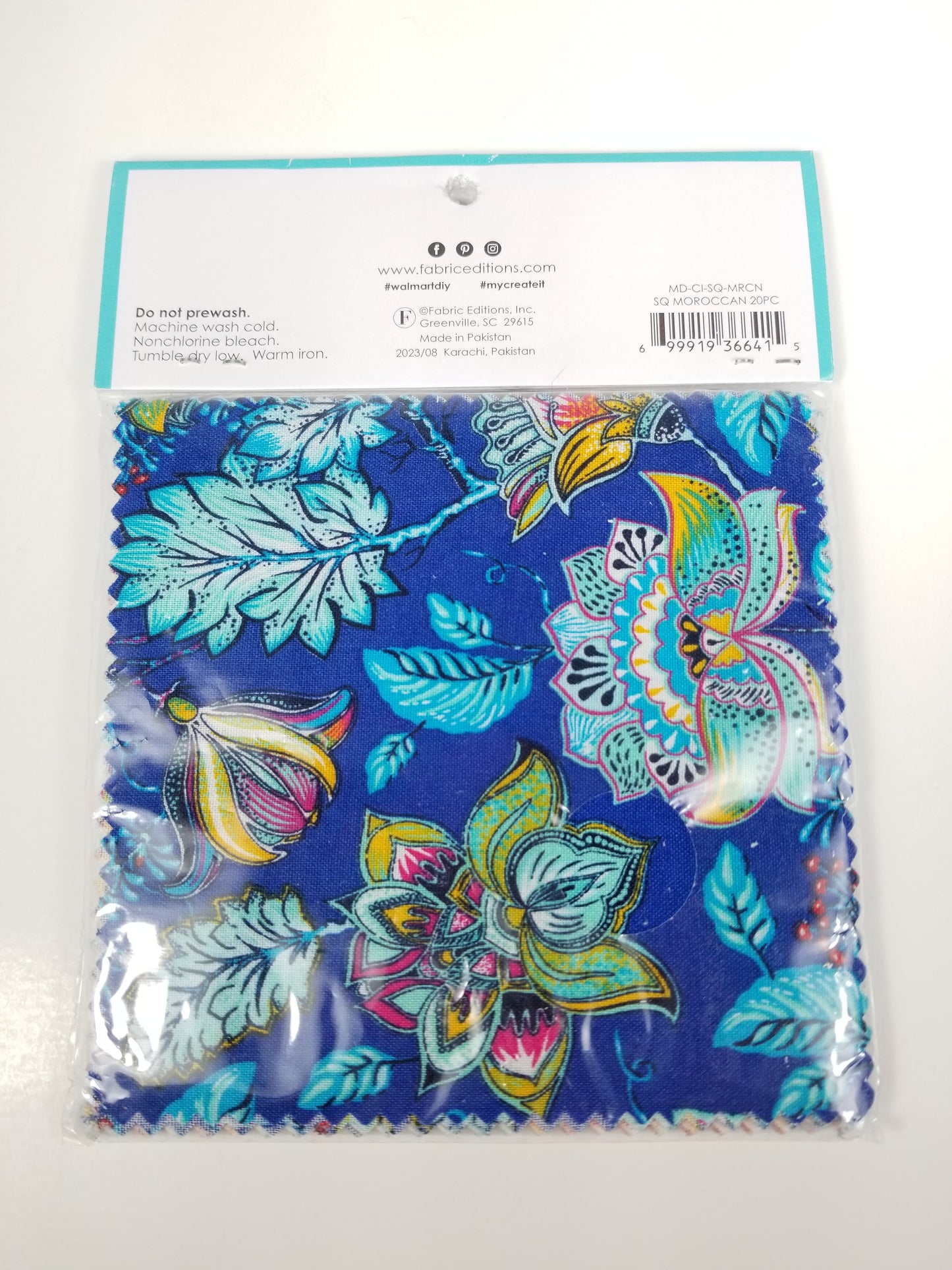 Create it squares 100% cotton MORROCAN precut quilting fabric charm pack blue flower paisley