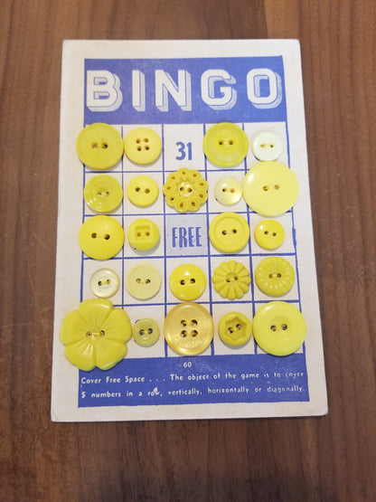Vintage Button Lot on Bingo Card U PICK Antique Quirky Cute