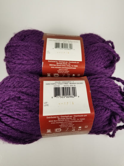 Loops and thread Charisma bulky yarn 2 skein bundle Dark Purple lot 1716