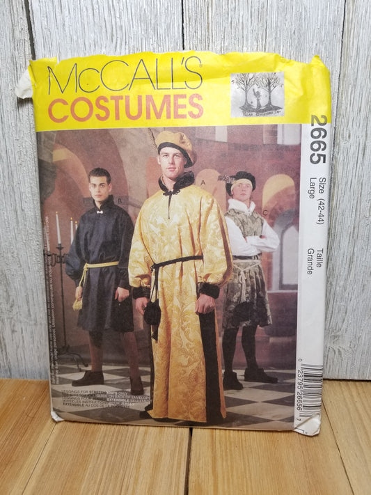 McCall's 2665 Costumes sewing pattern mens Large 42-44 medieval tunic leggings Halloween Uncut FF