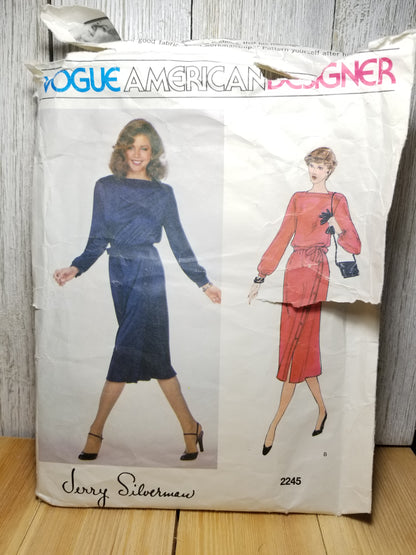 Vogue 2245 Vintage Designer Sewing Pattern by Jerry Silverman Dress Size 12 Bust 34 Uncut FF