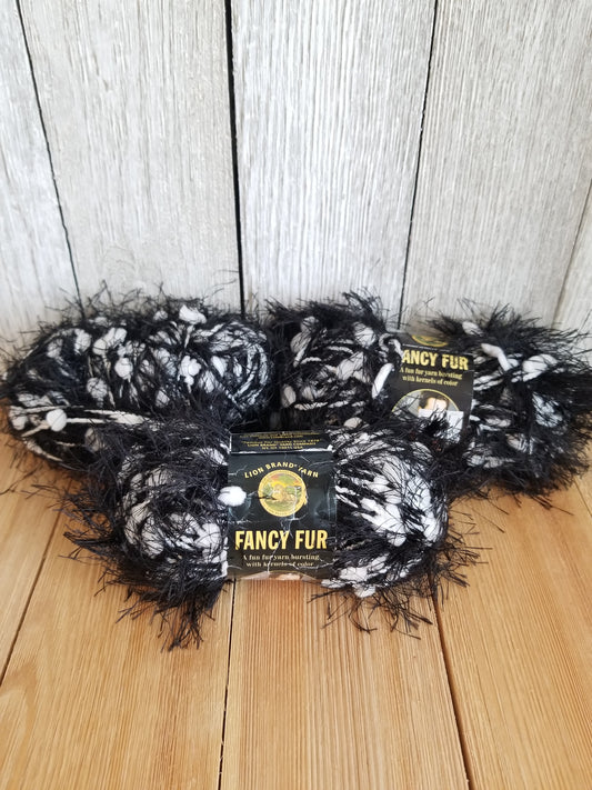 Lion Brand Fancy Fur Night & Day 258 Yarn 3 skein bundle