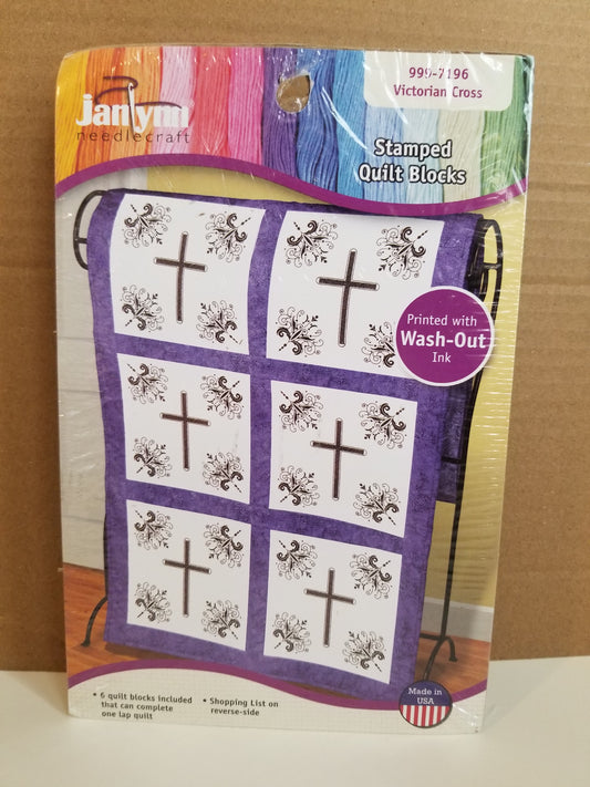 Janlynn Stamped Quilt Block 999-7196 Victorian Cross New Kit