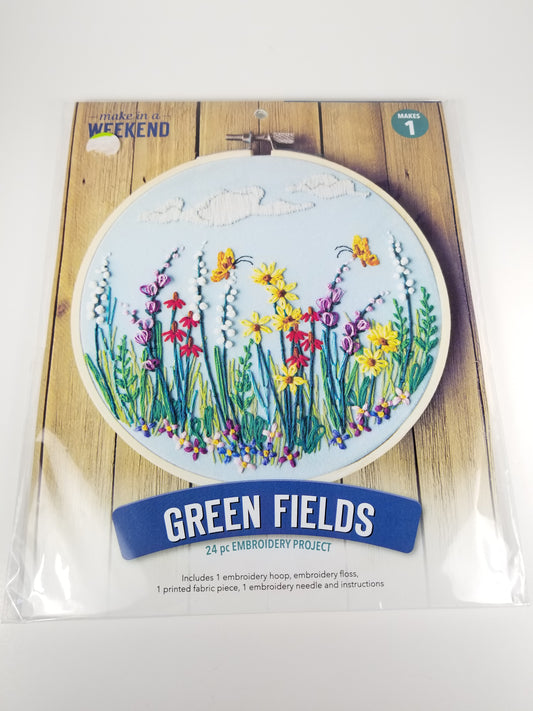 Leisure arts make in a weekend Green Fields 24pc embroidery project kit