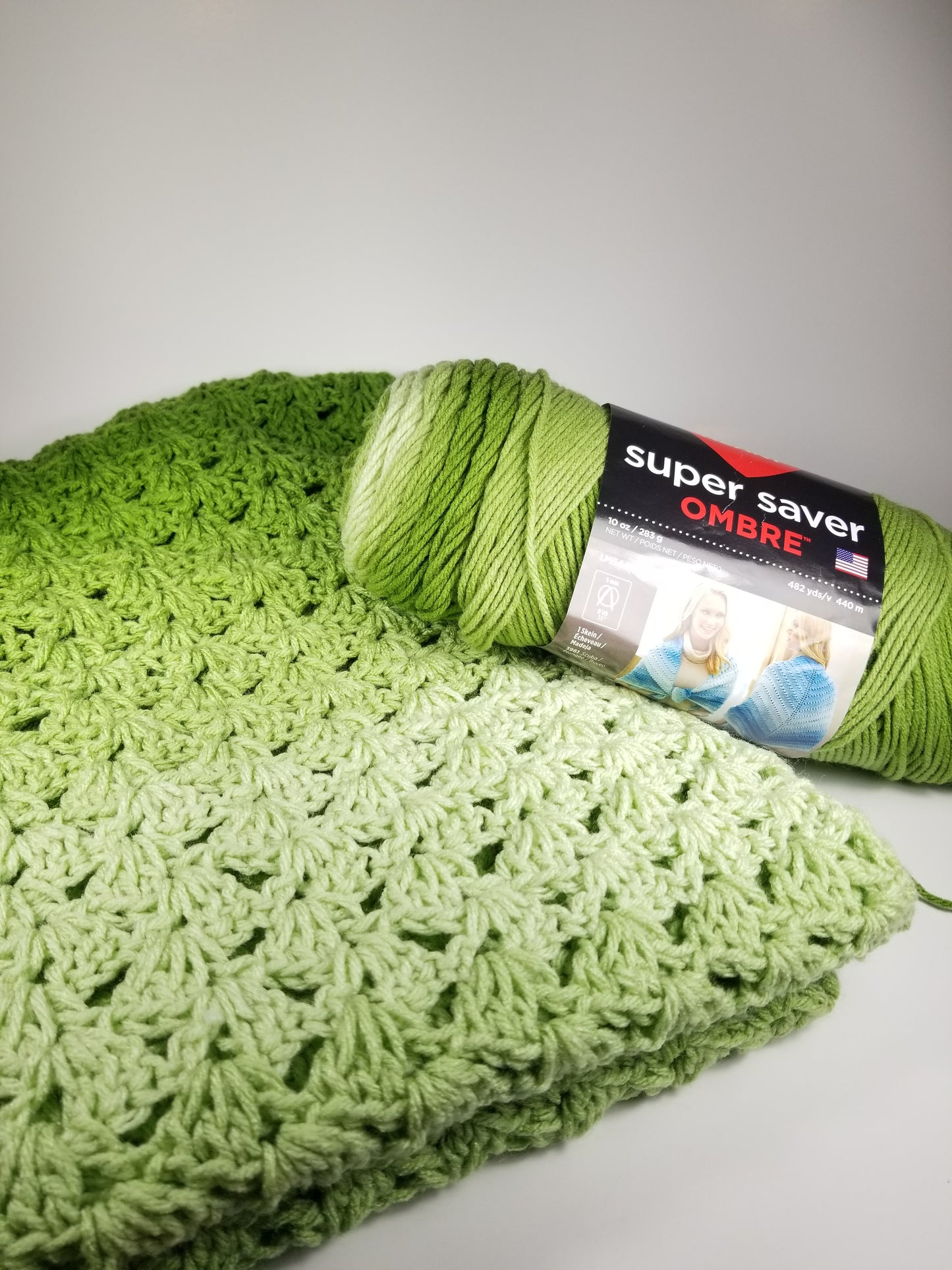 Abandoned Project! Red Heart Super Saver Green Apple Blanket Scarf