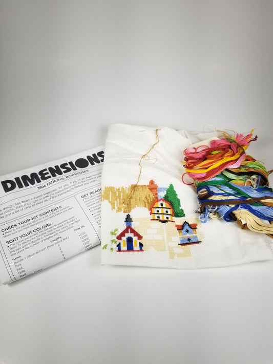 Dimensions 3804 Fanciful Birdhouse Cross Stitch Kit Abandoned Project