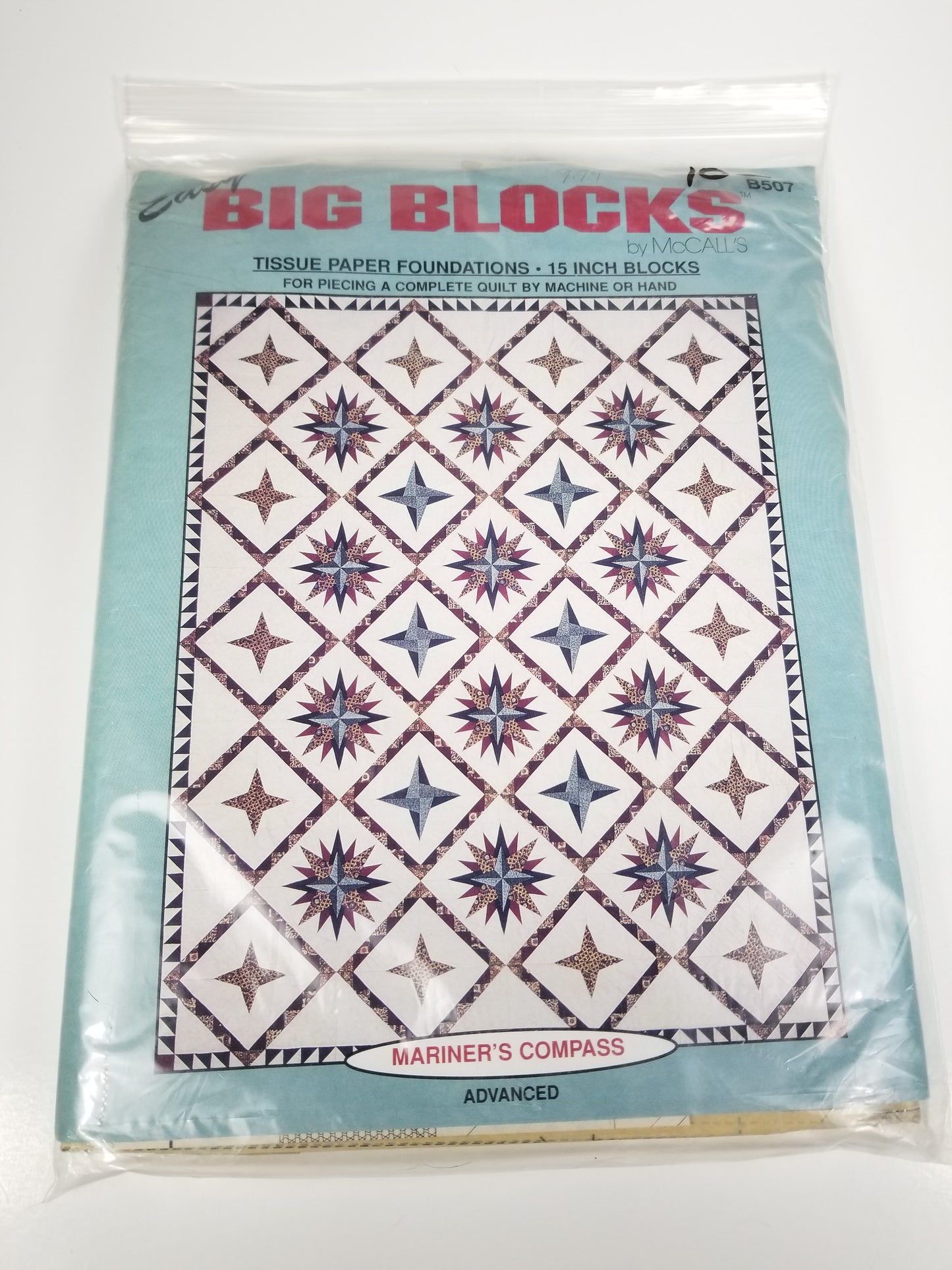 Easy Big Blocks B507 Tissue Paper Foundations 15" Blocks Mariner's Compass Quilt Pattern