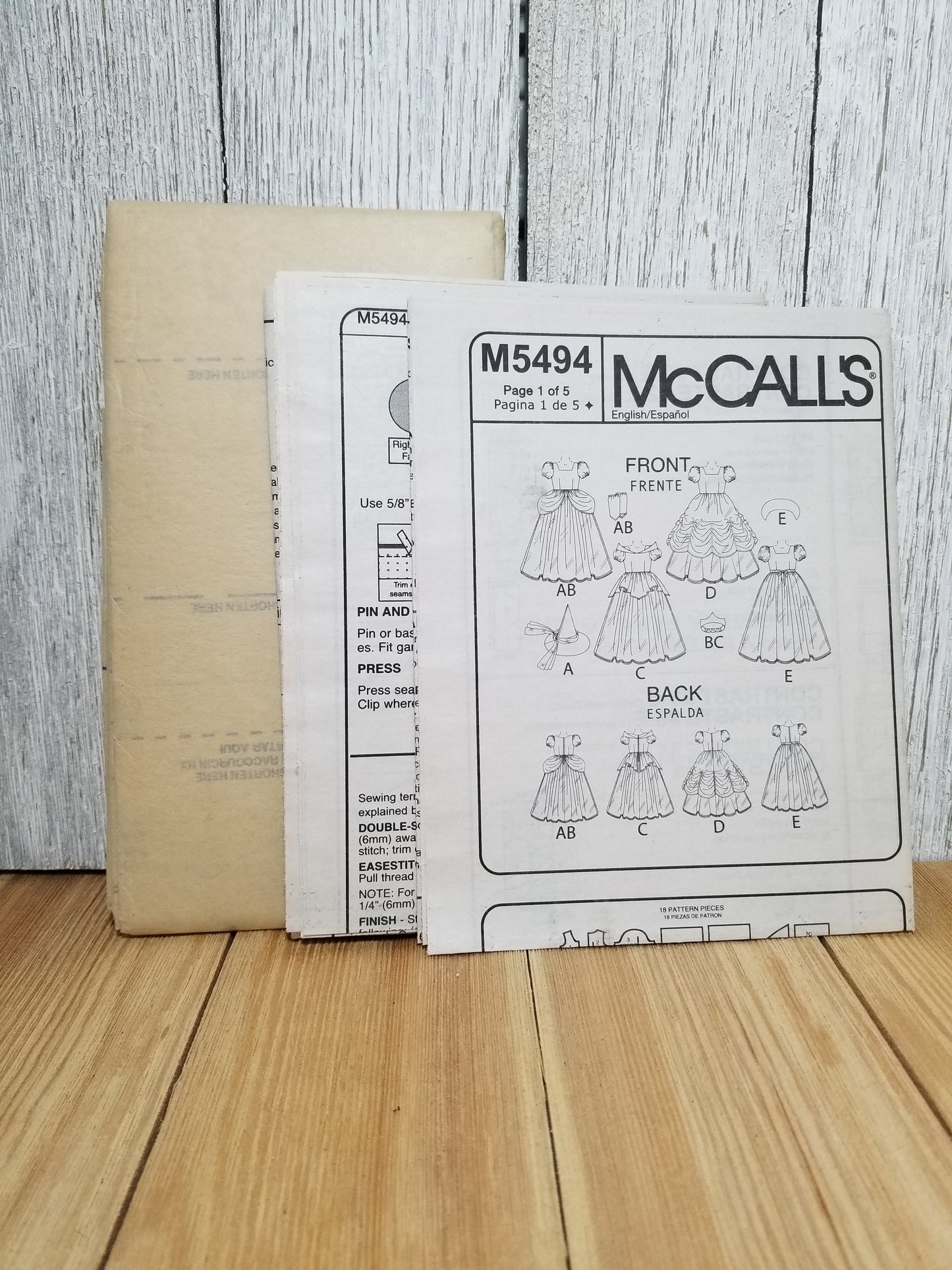 McCall's COSTUMES 5494 Girl Child Sizes CCE 3-6 7-14 PRINCESS WITCH Uncut FF Sewing Pattern