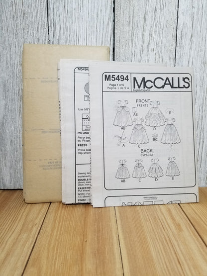 McCall's COSTUMES 5494 Girl Child Sizes CCE 3-6 7-14 PRINCESS WITCH Uncut FF Sewing Pattern