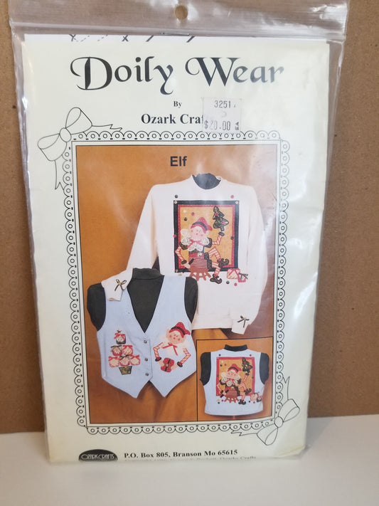 Vintage Doily Wear Ozark Craft Elf Full Kit Christmas 1996