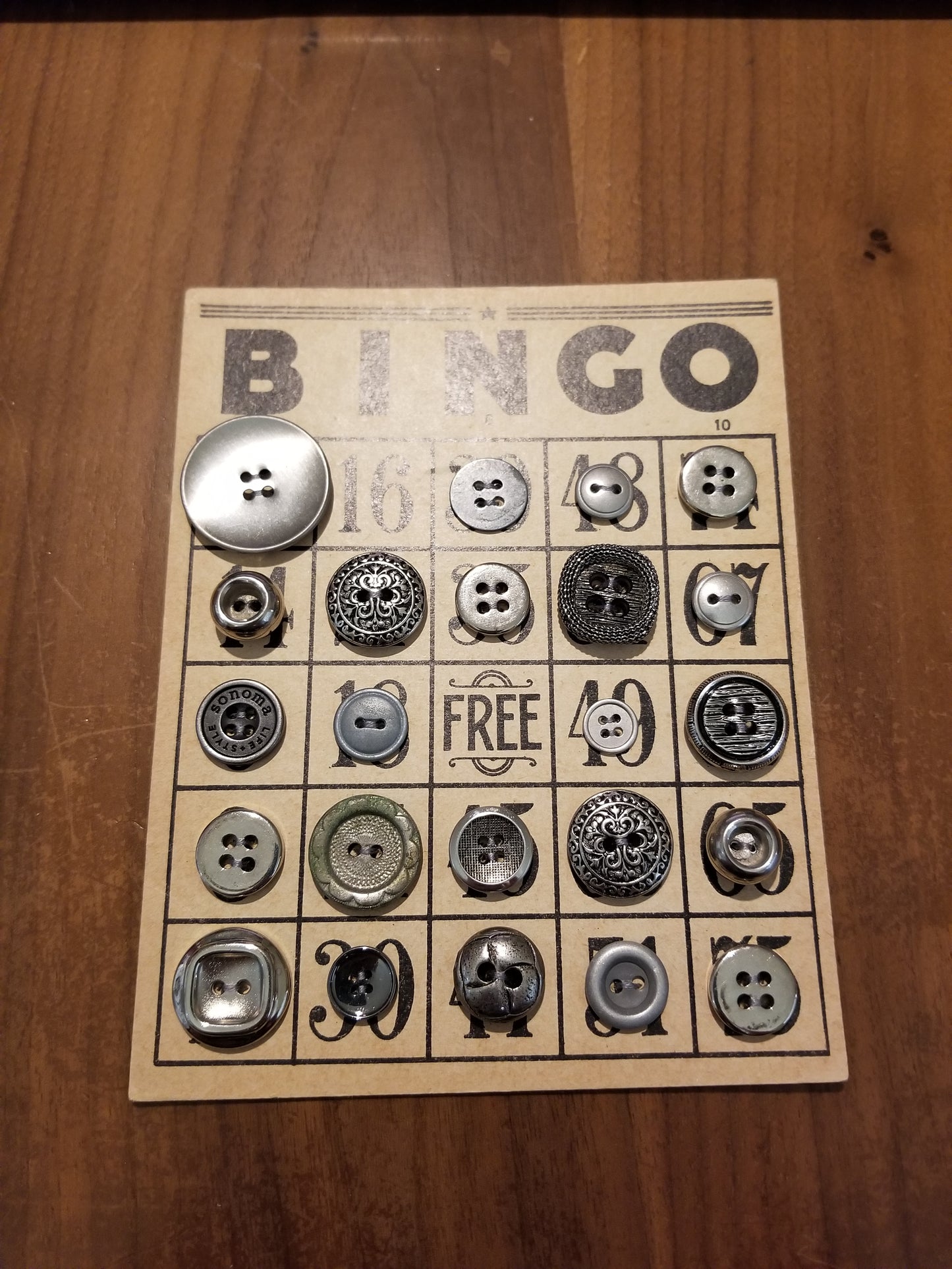 Vintage Button Lot on Bingo Card U PICK Antique Quirky Cute
