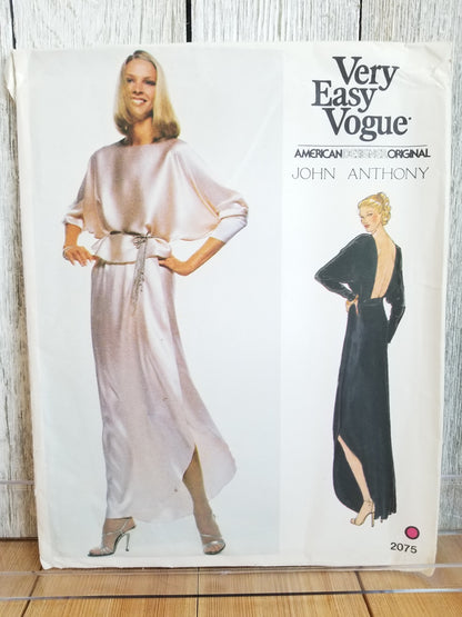 Vogue 2075 John Anthony evening top and skirt, very easy sew, asymmetrical skirt with open back blouson top Sewing Pattern size 10 Uncut FF