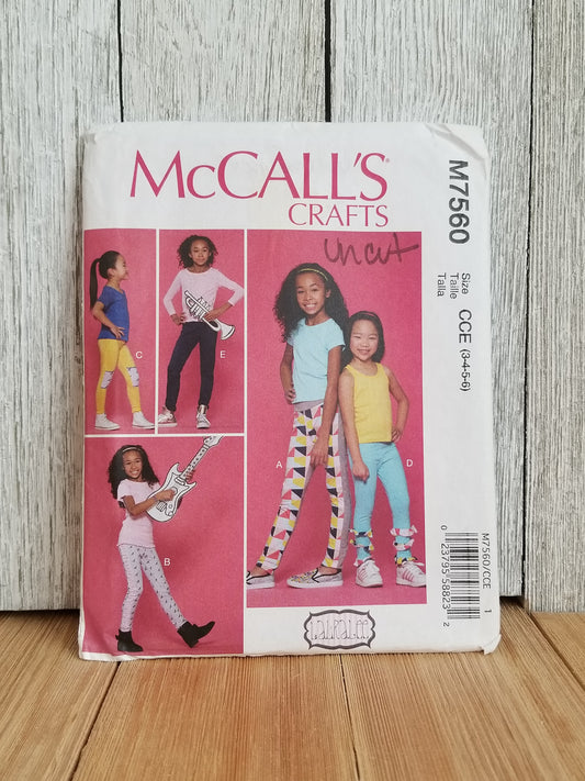 McCalls M7560 Children's Leggings Pattern Size CCE 3-4-5-6 UNCUT FF