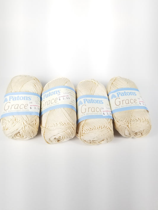 Patons Grace mercerized cotton Natural yarn (4 skeins)